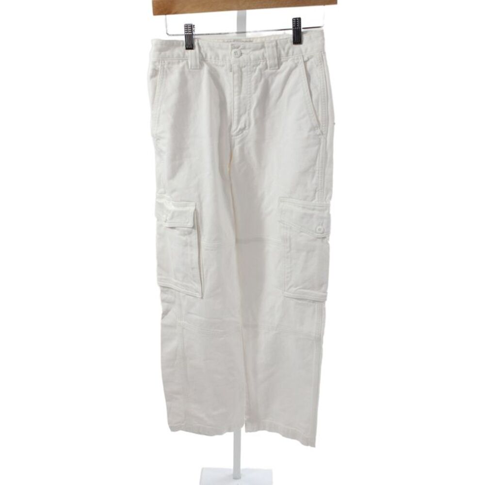 TNA Womens Cargo Pants White Mid Rise 100% Cotton Button Inseam 29 Size 2